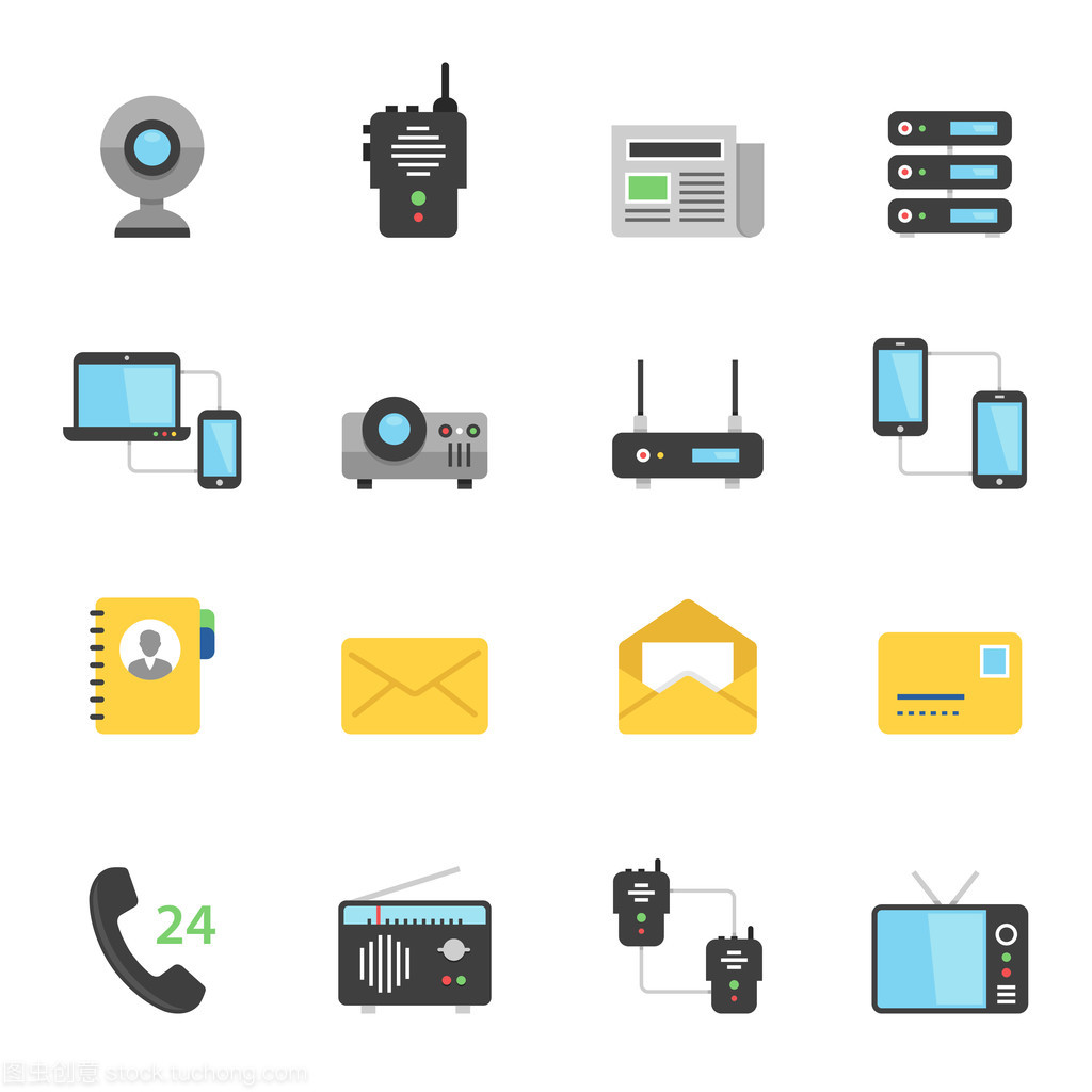 颜色图标集 通信设备与通讯设备的视觉设计